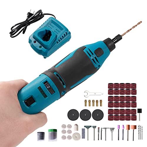 VLOXO 12V Cordless Rotary Tool 6 Variable Speed Electric Drill Set for Cutting, Sanding, Grinding, Polishing, Drilling, Engraving 93 Accessories Multi-Purpose Power Rotary Tool Kit