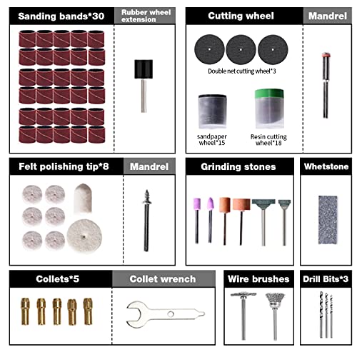 VLOXO 12V Cordless Rotary Tool 6 Variable Speed Electric Drill Set for Cutting, Sanding, Grinding, Polishing, Drilling, Engraving 93 Accessories Multi-Purpose Power Rotary Tool Kit