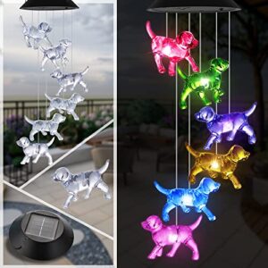 dog wind chimes, ousenone solar wind chimes color changing outdoor unique birthday gifts for women gardening gifts for mom grandmother