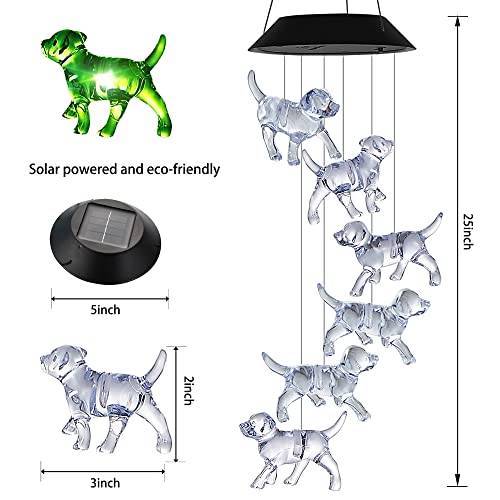 Dog Wind Chimes, Ousenone Solar Wind Chimes Color Changing Outdoor Unique Birthday Gifts for Women Gardening Gifts for mom Grandmother