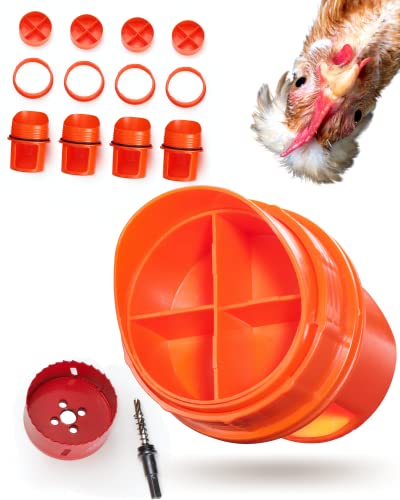 Roosty's® Rat Proof Chicken Feeder Kit - Rodent Proof Chicken Feeder with SmartStopper Caps - Chicken Feeders No Waste Rodent Proof, Poultry Feeder, Chicken Feeder Port - No Waste Chicken Feeder