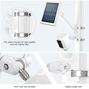 OkeMeeo 2 in 1 Pole Mount for Ring Solar Panel, Ring Super Solar Panel, Ring Spotlight Cam and Ring Stick Up Cam for Maximum Sunlight and Wider View (White)