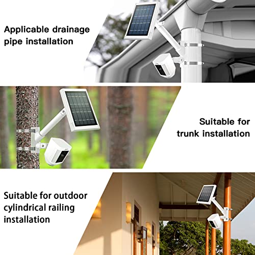 OkeMeeo 2 in 1 Pole Mount for Ring Solar Panel, Ring Super Solar Panel, Ring Spotlight Cam and Ring Stick Up Cam for Maximum Sunlight and Wider View (White)