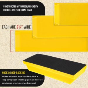 Dura-Gold Pro Series Classic Rectangle Hand Sanding Block Kit with 3 Blocks, 5", 7-3/4" and 10" Set, Hook & Loop Backing and PSA Sandpaper Conversion Adapter Pad - Auto Paint Prep Sand Woodworking