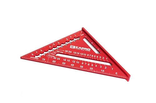 Kapro - 446 High Definition Anodized Rafter Square - Resists Wear and Corrosion - Features Conversion Table and Protractor - Lightweight & Compact Profile - 7 Inch