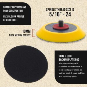 Dura-Gold Pro Series 3" Hook & Loop DA Backing Plate Pad, 2 Pack - Flexible Dual-Action Random Orbital Sander Polisher Pad, 5/16" Threads For Auto Woodworking Sandpaper Sanding Car Polishing Detailing