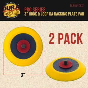 Dura-Gold Pro Series 3" Hook & Loop DA Backing Plate Pad, 2 Pack - Flexible Dual-Action Random Orbital Sander Polisher Pad, 5/16" Threads For Auto Woodworking Sandpaper Sanding Car Polishing Detailing