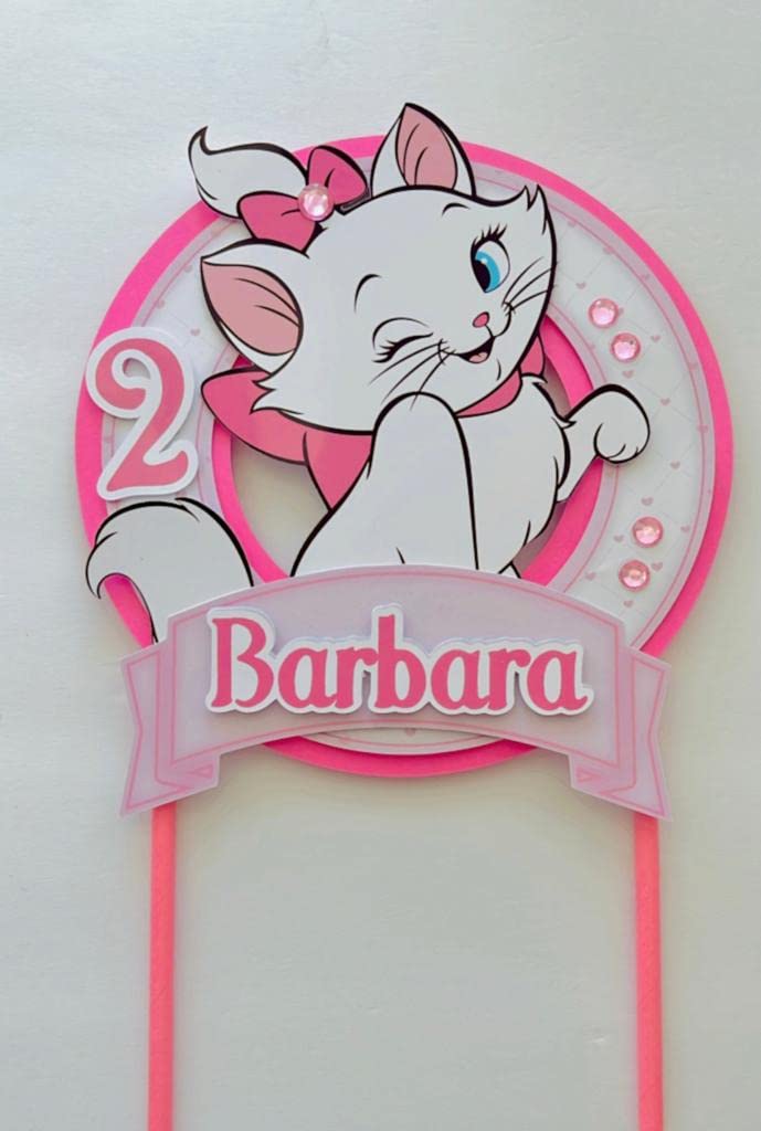 Personalized Marie the cat Themed Cake Topper