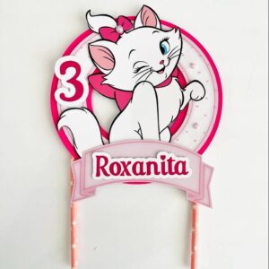 Personalized Marie the cat Themed Cake Topper