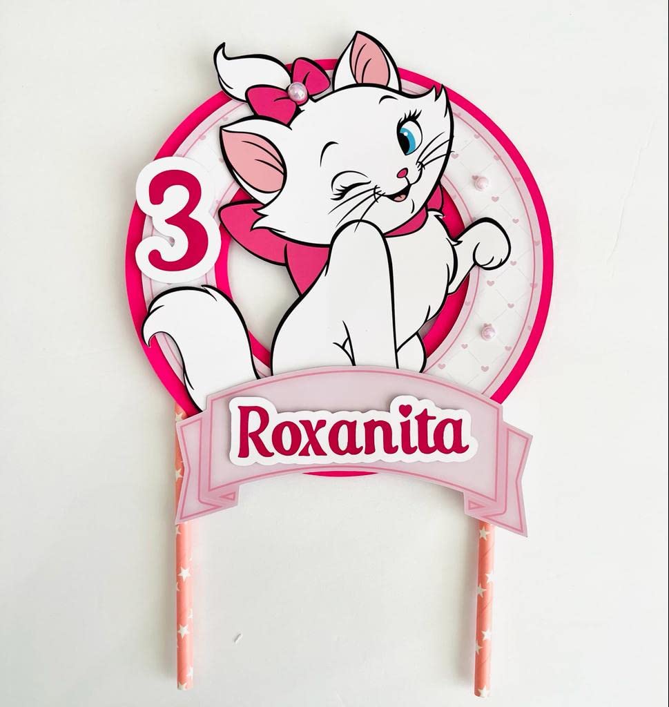 Personalized Marie the cat Themed Cake Topper