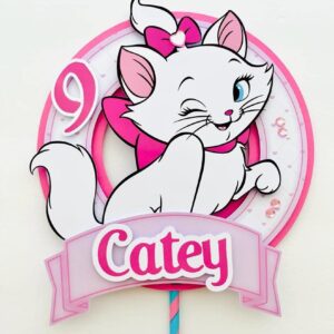 Personalized Marie the cat Themed Cake Topper