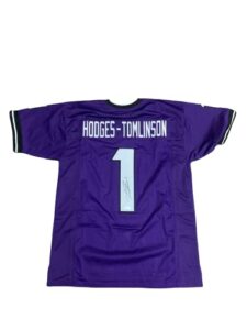 tre vius hodges tomlinson tcu horned frogs signed autograph custom jersey purple jsa certified