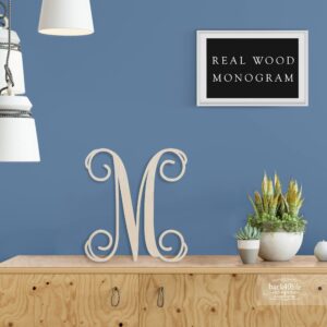 Precision Cut Unfinished Wood Vine Monogram Letter - Back40Life