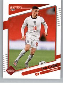 2021-22 donruss road to qatar #53 phil foden england official soccer trading card in raw (nm or better) condition