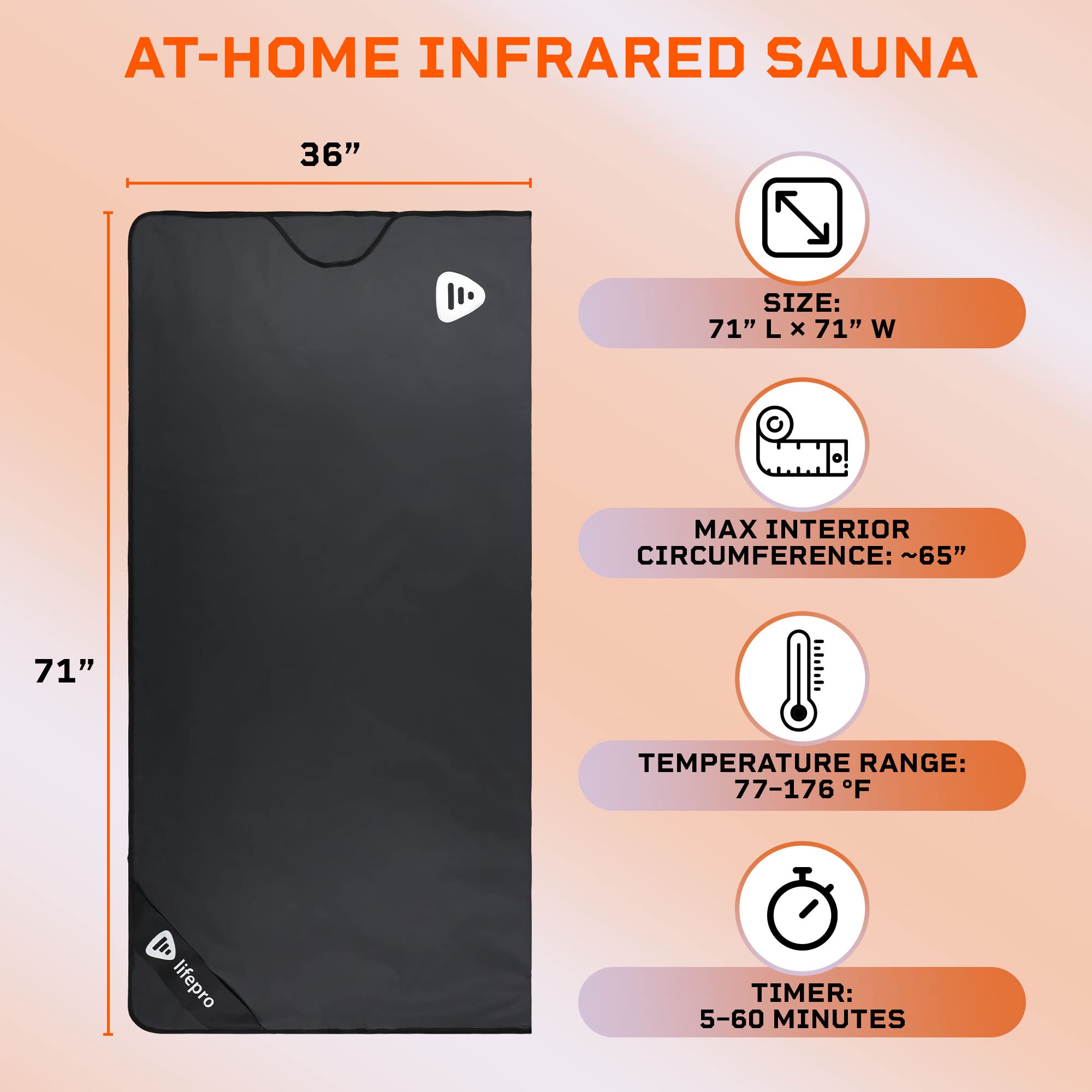 LifePro Far Infrared Sauna Blanket - Portable Infrared Sauna for Home Relaxation - Sauna Blanket - Infrared Blanket Sauna with 77–176 °F Temp Range (Rejuvawrap)
