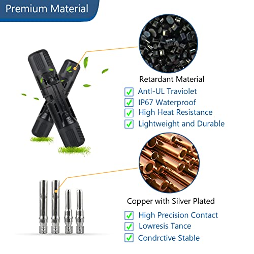 GuiPQS Solar Connectors Solar Panel Cable Connectors Cable Connectors with Tools Solar Panel Connectors Kit Ip67 Waterproof 30A 14awg~10awg (10 Pairs)