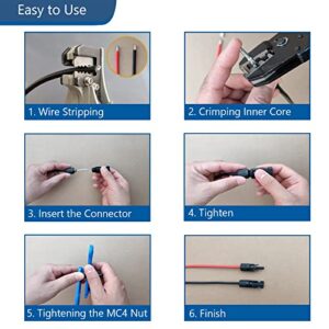 GuiPQS Solar Connectors Solar Panel Cable Connectors Cable Connectors with Tools Solar Panel Connectors Kit Ip67 Waterproof 30A 14awg~10awg (10 Pairs)