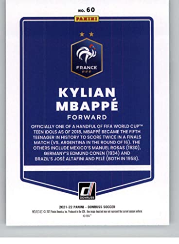 2021-22 Donruss Road to Qatar #60 Kylian Mbappe France Official Soccer Trading Card in Raw (NM or Better) Condition