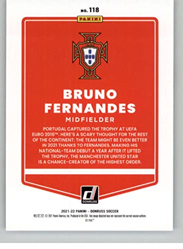 2021-22 Donruss Road to Qatar #118 Bruno Fernandes Portugal Official Soccer Trading Card in Raw (NM or Better) Condition