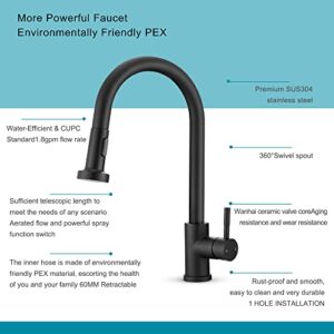 Kitchen Faucet Set,Kitchen Sink Faucets with Pull Down Sprayer and Soap Dispenser,High Arc Tall Modern Single Handle Stainless Steel with 2 Modes,Grifos De Cocina,Matte Black