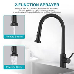 Kitchen Faucet Set,Kitchen Sink Faucets with Pull Down Sprayer and Soap Dispenser,High Arc Tall Modern Single Handle Stainless Steel with 2 Modes,Grifos De Cocina,Matte Black