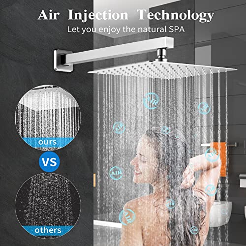 Shower Faucet Set，Rain Shower System with 10 Inch Shower Head and Handheld Wall Mounted，High Pressure Rainfall Shower Faucet Fixture Combo Set，Shower Faucet Set with Valve and trim, Brushed Nickel