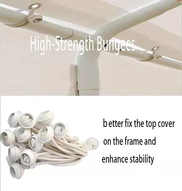 CYS Canopy 10 x 20 Feet Carport Replacement Canopy Cover for Car Tent Top Garage Shelter Cover with Ball Bungees (Only Cover, Frame Not Included) (White1)