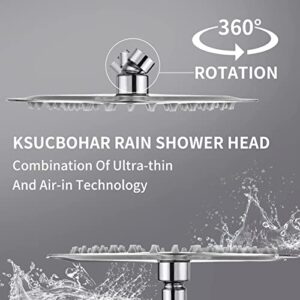 KSUCBOHAR Shower Head, 6 Inch High Pressure Rain Shower Head, Pressure Boosting Shower Head, Awesome Shower Experience, Stainless Steel Rainfall Shower Head (Round Brushed Nickel)