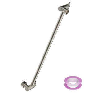 16 Inch Solid Brass Adjustable Shower Head Extension Arm, Extra Long Shower Extension Arm with Lock Joints, Flexible Height & Angle Shower Arm Extender Universal Connection, Brushed Nickel