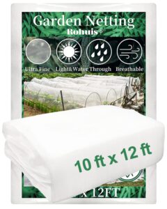 garden mosquito netting for patio, 10 ft x 12 ft bird bug insect netting pest barrier for fruit trees, greenhouse, large plant row cover screen for vegetables