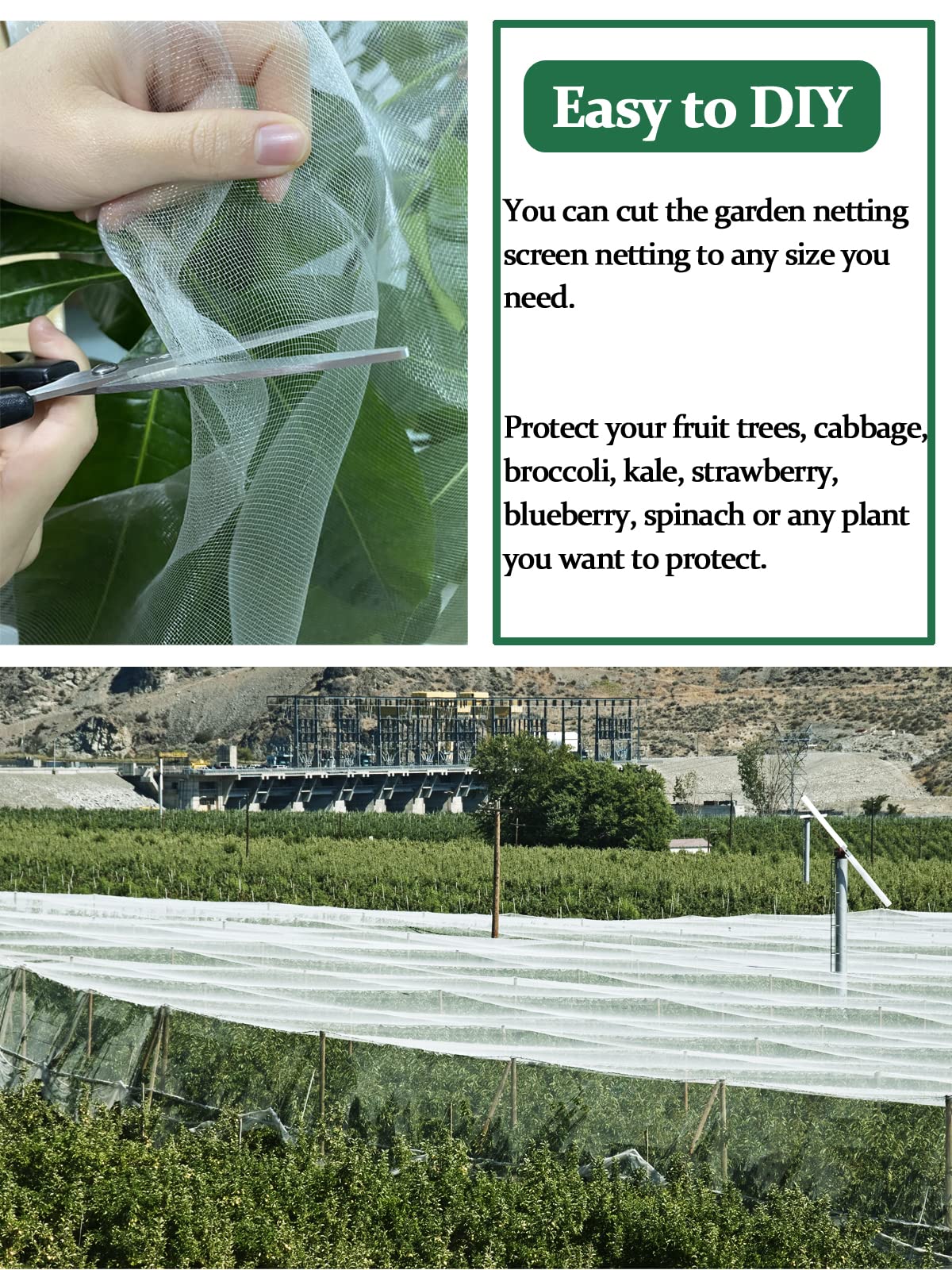 Garden Mosquito Netting for Patio, 10 ft x 12 ft Bird Bug Insect Netting Pest Barrier for Fruit Trees, Greenhouse, Large Plant Row Cover Screen for Vegetables