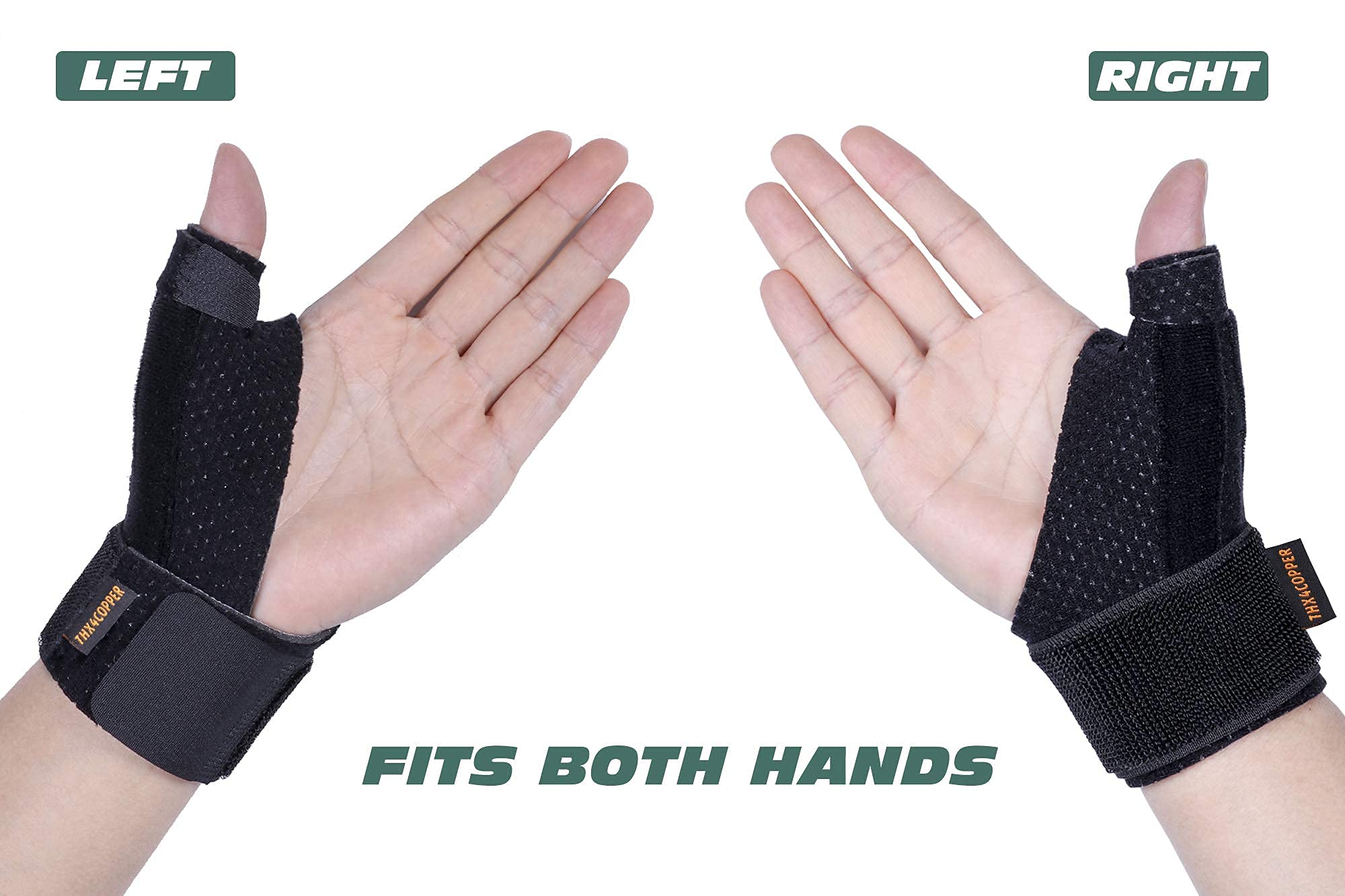 THX4COPPER Reversible Thumb & Wrist Stabilizer Splint for BlackBerry Thumb,Trigger Finger, Pain Relief, Arthritis,Tendonitis, Sprained, Carpal Tunnel, Stable,S-M,Single