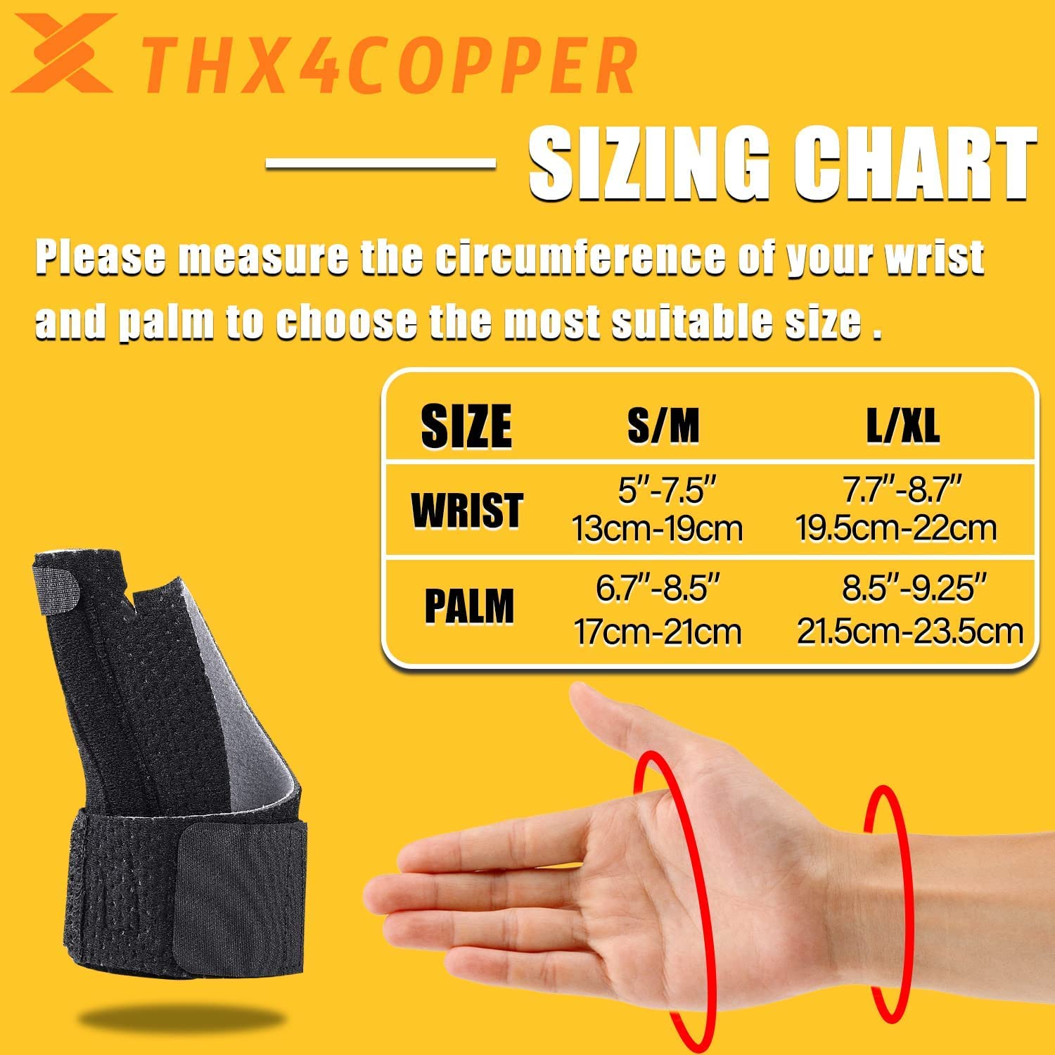 THX4COPPER Reversible Thumb & Wrist Stabilizer Splint for BlackBerry Thumb,Trigger Finger, Pain Relief, Arthritis,Tendonitis, Sprained, Carpal Tunnel, Stable,S-M,Single