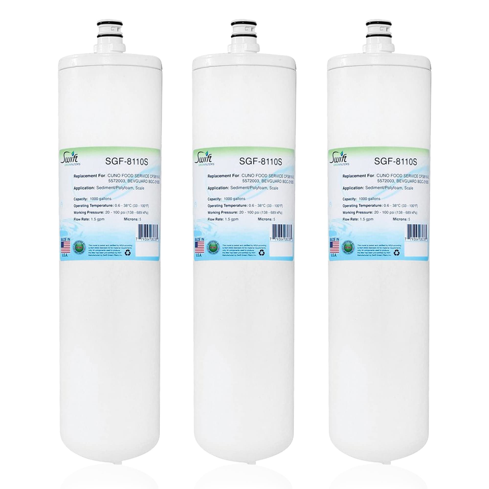 Swift Green Filters SGF-8110S Compatible Commercial Water Filter for 3M AP31703, AP31710 Made in USA , White, 3 Count