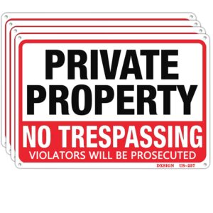 4 pack private property no trespassing sign metal 10"x14" rust free aluminum,indoor & outdoor use for fence and yard