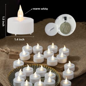 meSiYacu LED Tea Lights:24 Pack Battery Operated Tea Lights,Last Longer Realistic Tea Lights, Flickering Electric Tealights Candles, Flameless Tea Candles, Decoration for Christmas&Wedding (White)