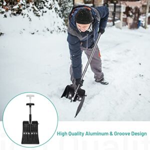 GYMAX 3 in 1 Retractable Snow Shovel, 35” Adjustable Snow Shovel Kit with Snow Brush & Ice Scraper, Portable Snow Removal Combo with Carrying Bag, Portable for Vehicle, Outdoor, Backyard