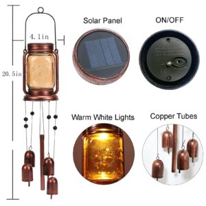 Gthmine Solar Wind Chimes for Outside,Mason Jar Wind Chime Light,Waterproof Windchimes for Garden,Patio Decor,Memorial Wind Chimes,Birthday Gift for Mom,Wife,Grandma,Neighbors (2 Pack)