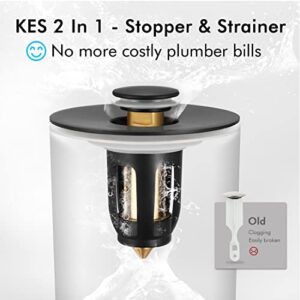 KES Bathroom Sink Stopper Black, Universal Pop Up Drain Stopper for 1.12~1.83" Bathroom Sink, Brass Bathroom Sink Stopper Replacement, S1000-BK