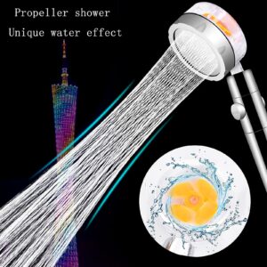 Handheld 360 Propeller Turbo Fan Shower Head, Turbocharged Hydro jet Tornado Shower Heads, High Pressure Vortex Hower Head, with 2 Filters and Adjustable water Pressure (Upgraded Rose Gold)