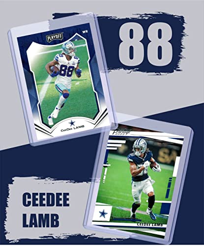 CeeDee Lamb Football Cards (5) Assorted Bundle - Dallas Cowboys Trading Card Gift Set