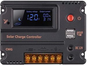 cmg 20a 12v 24v solar charge controller auto switch lcd solar panel battery regulator charge controller overload protection temperature compensation