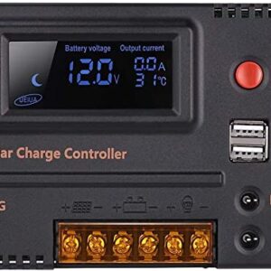 CMG 20A 12V 24V Solar Charge Controller Auto Switch LCD Solar Panel Battery Regulator Charge Controller Overload Protection Temperature Compensation