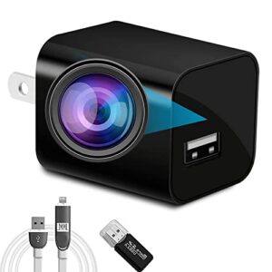 hd 1080p hidden spy camera charger - usb nanny cam with motion sensor - secret surveillance camera - mini security cam for home, office, pets - no wi-fi needed, supports sd card, portable design