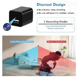 HD 1080P Hidden Spy Camera Charger - USB Nanny Cam with Motion Sensor - Secret Surveillance Camera - Mini Security Cam for Home, Office, Pets - No Wi-Fi Needed, Supports SD Card, Portable Design