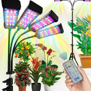 Everlasting Comfort Grow Lights for Indoor Plants Full Spectrum - LED Grow Light (4 Lamps), 3-18 Hour Timer, Adjustable 63" Tripod, Indoor Grow Lights for House Plants, Plant Light for Seed Starting