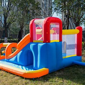 Baralir Inflatable Bounce House with Long Slide & Big Play Pool, Cave & Tunnel Adventure, Endless Indoor/Outdoor Fun of Jumping, Sliding, Climbing, Water Splashing - Surprising Gift for Kids