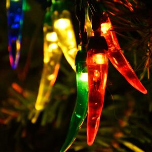 NA Chili Pepper Solar LED String Lights Outdoor, 23ft Pepper Solar Outdoor String Lights Christmas Decorations - 50LEDs Chili Solar Christmas Lights for Tree, Porch, Kitchen Decor