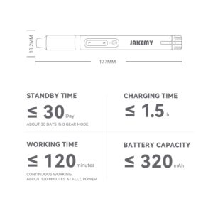 Small Electric Screwdriver, JAKEMY 3 Torque Adjustable Laptop Cordless Screwdiver Set, Rechargeable Mini Computer Screwdriver Kit for Electronics Repair with Shadowless LED Lamp