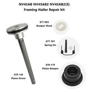 878-156 878-179 877-993 877-761 Set Aftermarket Piston Driver, Piston Bumper, Feeder Spring, Bumper Sheet for Hitachi NV45AB NV45AB2 NV45AB2(S) Framing Nailer